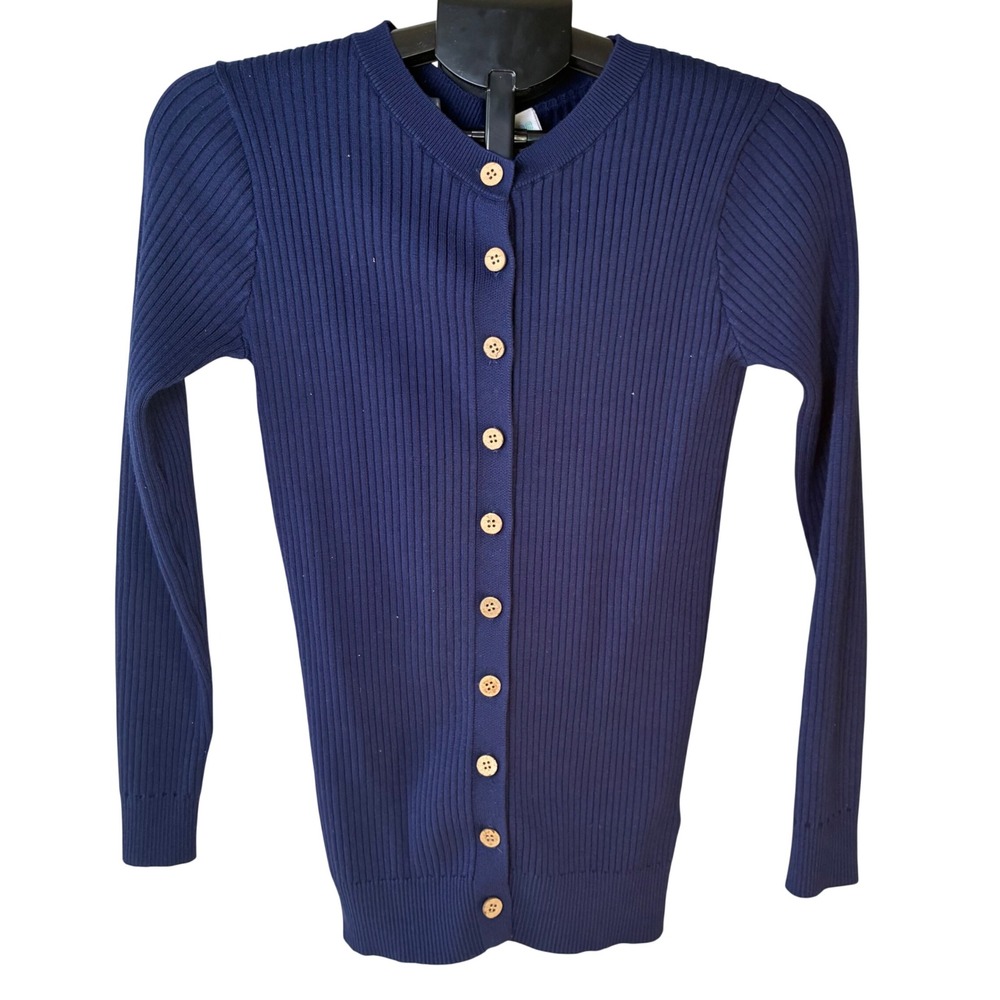 LuLaRoe Navy Blue Ribbed Button Front Cardigan Sweater‎ Women's M